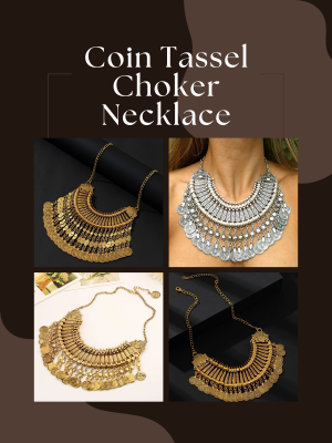 Bohemian Coin Tassel Choker Necklace – Statement Jewelry