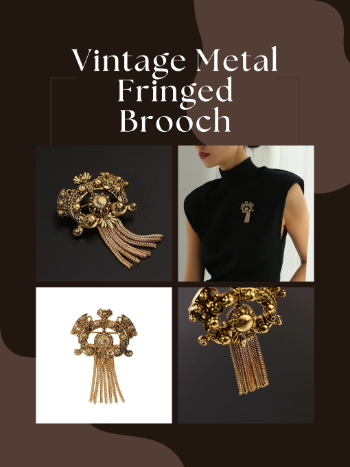 Vintage Metal Fringed Brooch