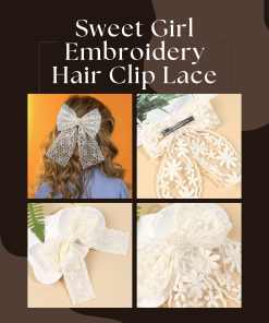 Sweet Embroidered Lace Bow Hair Clip Cottagecore Style