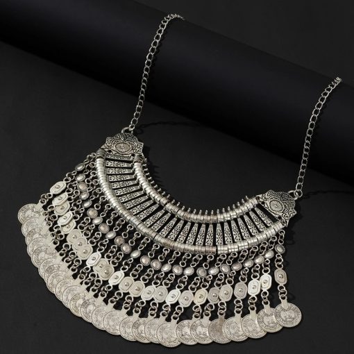 Bohemian Coin Tassel Choker Necklace – Statement Jewelry - Image 4