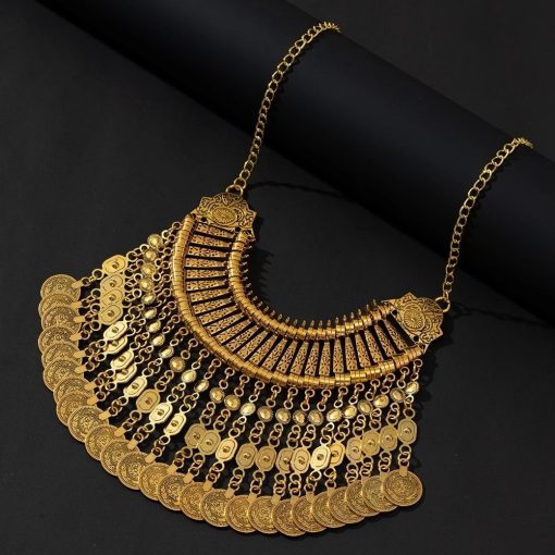 Bohemian Coin Tassel Choker Necklace – Statement Jewelry - Image 2