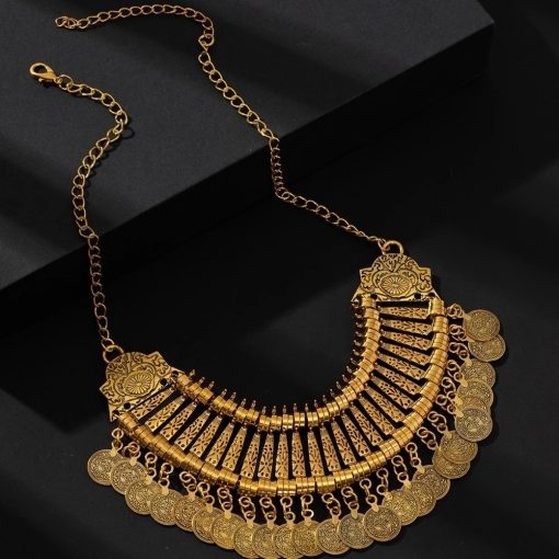 Bohemian Coin Tassel Choker Necklace – Statement Jewelry - Image 3