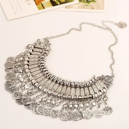 Bohemian Coin Tassel Choker Necklace – Statement Jewelry - Image 11