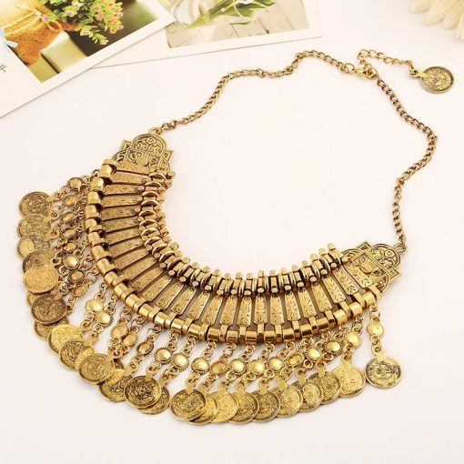 Bohemian Coin Tassel Choker Necklace – Statement Jewelry - Image 8