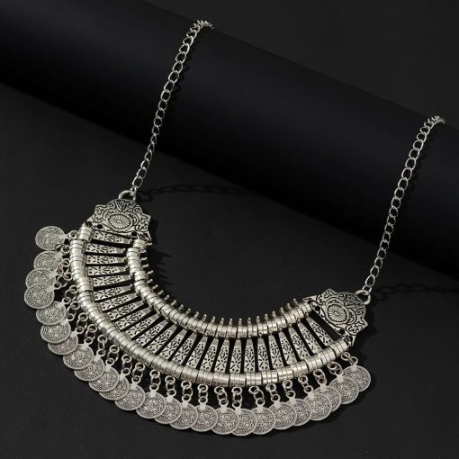 Bohemian Coin Tassel Choker Necklace – Statement Jewelry - Image 6